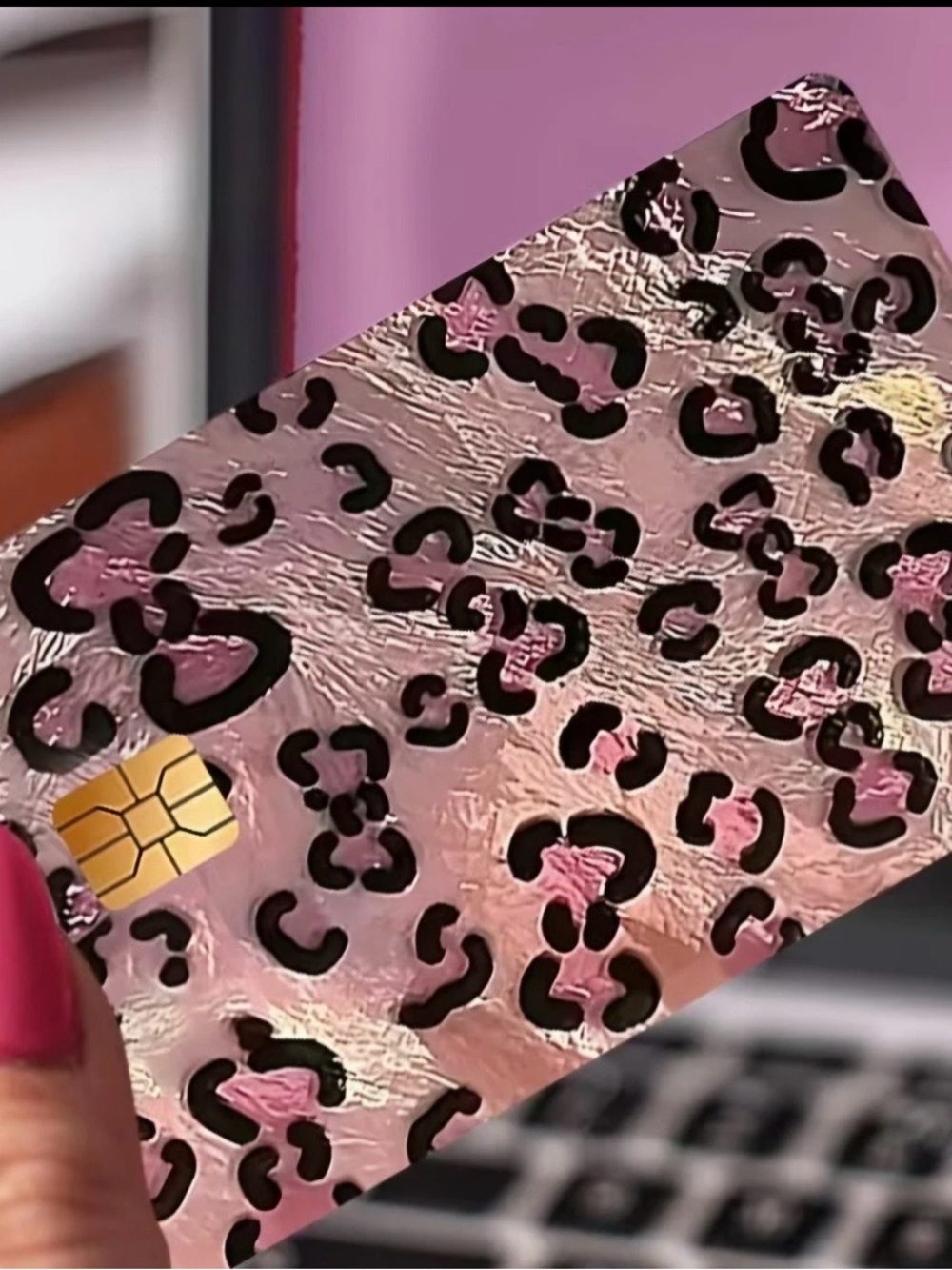 Pink Leopard Print Debit Credit Card Skin Sticker